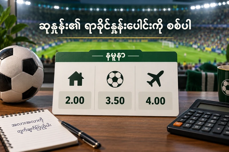 2.00၊ 3.50 နှင့် 4.00 နမူနာဆုနှုန်းကတ်များပါ အားကစားလောင်းကြေးစားပွဲ